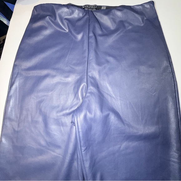 Bagatelle Blue Faux Leather Pants - Picture 2 of 16